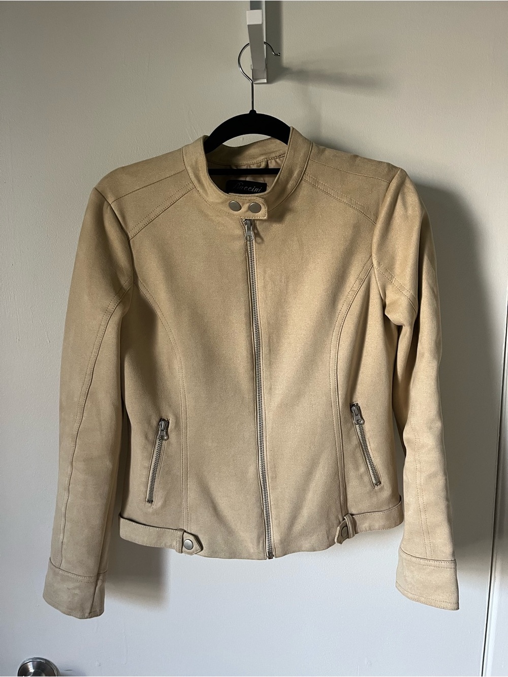 Beige Suede Moto Jacket